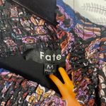 Fate Women's Boho Paisley Mini Dress M Ruffle Long Sleeve Sheer Lined Multicolor Black Size M Photo 11