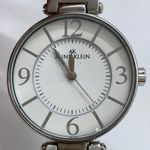 Anne Klein  10/9169 womens Quartz analog watch silver tone 34mm green band runs Photo 1