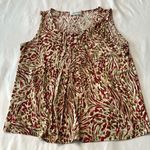Calvin Klein  size M multi colored red/tan/white/brown pleated front tank top EUC Photo 1