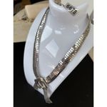 vintage Silver Mesh Buckle Necklace Adjustable Length 16 Photo 4
