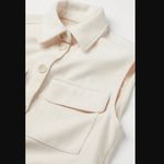 H&M Warm Beige White Sleeveless Shirt Jacket Long / Size Small Photo 10