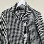 Habitat  Cardigan‎ Jacket Sz Small Black White Houndstooth Crocket Knit Lagenlook Photo 10