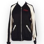 Lauren Moshi VHTF:  ᨎ Haven Red Mouth Patch Silk Zip Bomber Jacket ᨎ B+W ᨎ Medium Photo 6