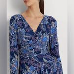 Lauren Ralph Lauren Floral Jersey Long Sleeve Dress Blue Size 8 Photo 6