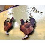 Rooster Earrings Chicken Farm Animal Eggs Pet New Hens Farmer Foul Chick Brown Photo 9