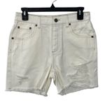NEW SER.O.YA Mid Rise Jean Short Sz 26 Cut Off White Denim Distressed Destroyed Photo 0