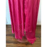 Maison Tara Satin Pink Ruffle Collar Striped Faux Wrap Dress Size 8 Photo 2