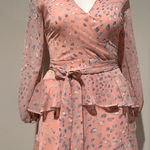 Leith  Long Sleeve Wrap Front Minidress pink and blue size Medium‎ Photo 0