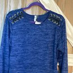 Ny Collection  Blue Knit Top with Eyelet Lacing Detail P2P 21-28” SIZE XL, NWT Photo 2