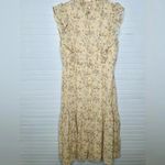 Wishlist Floral Ruffle Midi Dress Beige yellow Combo Size L Short Sleeve Photo 5