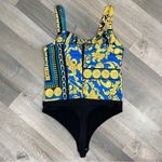 Intempo Ruched Strap Bustier Bodysuit Satin Blue Gold Yellow 8‎ Photo 9