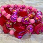 Handmade  beaded stretchy stackable pink Barbie bracelets Photo 0