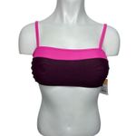 Kona Sol Burgundy Pink Colorblock Square Neck Bandeau Swim Top Size Medium NWT Photo 1