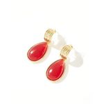 petit moments Hoop Tear Drop Earrings in Red New Womens Dangle Photo 8
