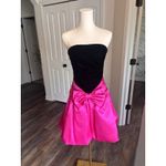 Vtg Scarlett Nite Prom Dress Pink Black Velvet Short Bubble Strapless Bow 7/8 Photo 2