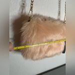 Forever 21  Furry Fuzzy Faux Fur Pale Pink Pouf Crossbody Bag Gold Chain Zipper Photo 11
