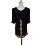 Theme‎ Black Embroidered Boho Tunic Dress Small Floral Peasant Festival Retro Photo 3