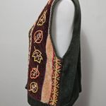 Vintage Koret Petites Olive Autumn Floral Embroidered Vneck Vest Size Medium Photo 1