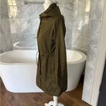 J Jill Olive Green Trench Coat Rain Jacket Removable Hood Zip Pockets Utility XS Photo 8