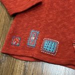 Icelandic Design Cardigan Sweater Womens Large Orange Button Front 3/4 Sleeves Photo 1