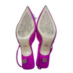 ZARA  Rhinestone Brooch Satin Slingback Kitten Heels in Fuchsia Size 39 US 8 Photo 4