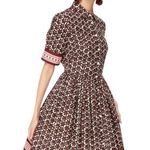 Kate Spade Floral Tile Shirt Dress Fit & Flare Womens 4 With Pockets Button Up Photo 0