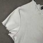 Brandy Melville  Shirt Womens Small Light Blue Lettuce Hem Ribbed Made in Italy Photo 3