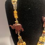 Vintage Wooden Safari Necklace with Carved Animals Photo 2