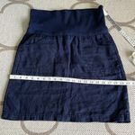 Athleta fold over waist linen navy blue front and back pockets pull on skirt Photo 14