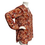 Kut From The Kloth  Rusty Brown Long Sleeve Blouse Roll Tab Sleeve Women Size L Photo 1