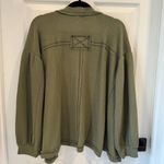 Blu Pepper NWT  Cozy Life Cardigan Open Waffle Knit Olive Balloon Sleeve Photo 3