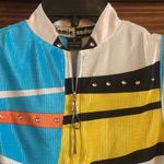 Jamie Sadock 1/2 zip sleeveless Blue and White Textured golf top XS Photo 1