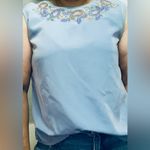Bon Worth Sleeveless Blouse embroidery around the neckline, floral pattern. PM Photo 9