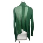 BCBGMAXAZRIA Green Open Front Knit Chiffon High-Low Hem Semi Sheer Cardigan XS Photo 2