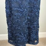 JS Collections  Lace Short Sleeve Midi Sheath Cocktail Dress Navy Blue Size 6 Photo 7