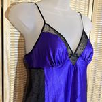 Victoria's Secret Purple Long Camisole Teddy Black Lace Trim Medium M Photo 1