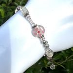 Sterling silver pink lamp work beaded bracelet Photo 1