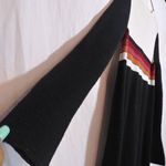 Free People  Striped Color Block Long Bell Sleeve Linen Sweater Mini Dress Size M Photo 3