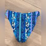 Lucky Brand  Bikini Set High Rise Blue Floral Geometric Medium New Beachy Vacay Photo 8