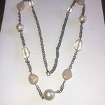 Brass Tone Faux Pearl Neutral Tone Beaded Boho Necklace Photo 3