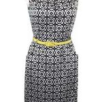 CHAPS  Black and White Colonial Dress with Removable Yellow Belt Women’s Size 10 Photo 0