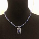 Sodalite Beaded Choker Necklace Lapis Lazuli Sterling Silver Pendant Extension Blue Photo 0