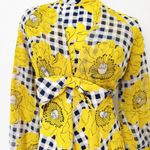 [Vintage] 70s Yellow Gingham Floral Print High Neck Halter Maxi Dress Sz Small S Photo 11