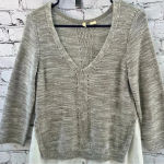 Moth Anthropologie Mixed Media Sweater Blouse Gray and White Size‎ Medium Photo 2