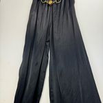 ZARA NWT Black Satin Wide Leg Jumpsuit Sz Medium Gold Chain Belt Photo 9