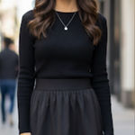 Studio Y Women's Solid Black Satin & Sequin A-line Skirt, Cotton Blend Sz:S NWT Photo 0