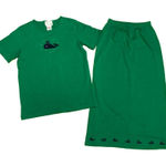 NWT Quacker Factory Maxi Skirt Set w Shirt size Small Whale Rhinestones Green Photo 0