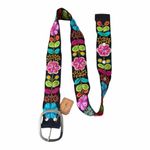 Natural Life NWT Colorful Neoprene Cosmetic Bag Black Floral Embroidered Belt Photo 9