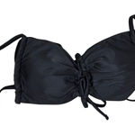 Aerie  Black Bandeau Bikini Swim Top Ruched Tie Front Size M Photo 0