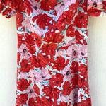 Dizzy Lizzy Womens small pink and red floral puff sleeve corset back maxi dress Photo 3